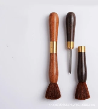 Ebony Double Ccone with Puer Tea Knife Needle, Tea Pry Copper Pieces Buckle, Real Wood, Stainless Steel Accessories