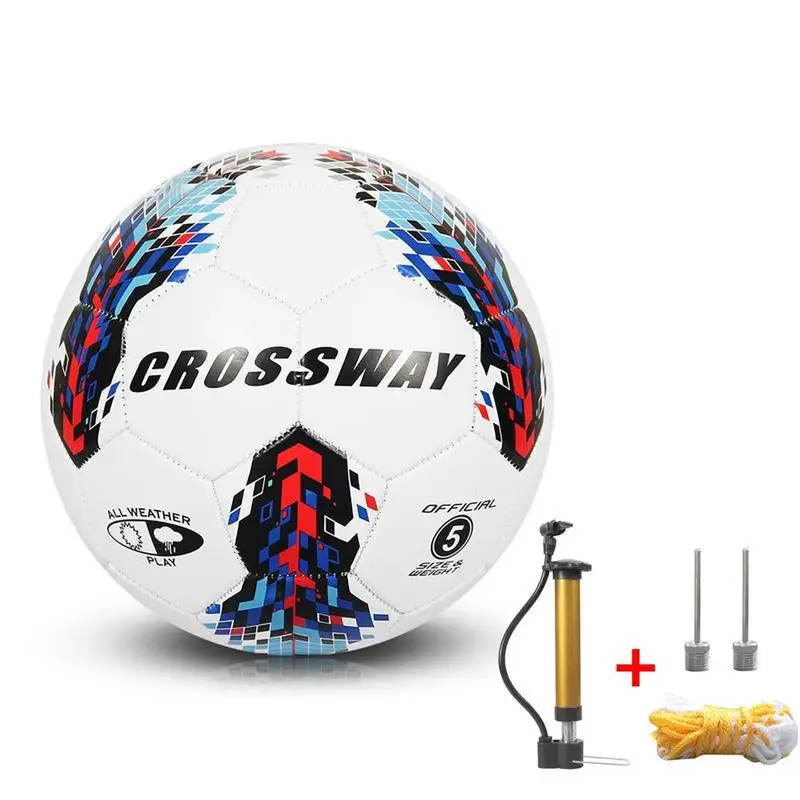 Открытый взрослых детская игра обучение футбол PU швейная машина официальный размер 5 мяч с надувными аксессуарами - Цвет: A