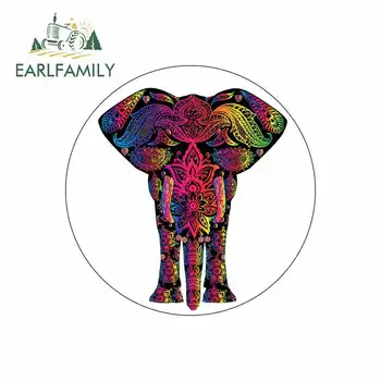 

EARLFAMILY 13cm x 13cm for Ornate Floral Art Elephant Car Sticker Vinyl Sunscreen RV VAN JDM Car Accessories Graphics Anime Sign