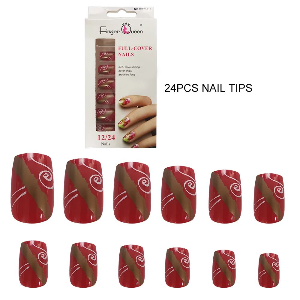 24PCS 24 шт+ наклейки из желе Короткие квадратные кончики для Ногтей Полное покрытие накладные кончики для ногтей Нажмите на поддельные ногти градиентные цвета - Цвет: 24PCS
