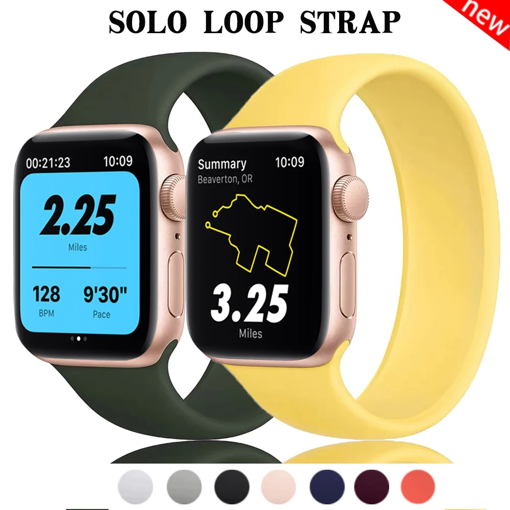 

Solo loop strap for Apple Watch 6 band 44mm 40mm 42mm 38mm soft Silicone bracelet correa iWatch series 6 5 4 3 2 SE accessories