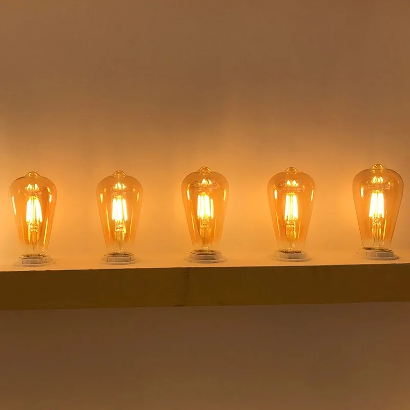 LED Edison Filament Bulbs Golden Art Lights ST64 Dimmable E27 B22 2W 4W 6W 8W 10W 12W 220V 110V 2700K 360 Degree Energy Lamps