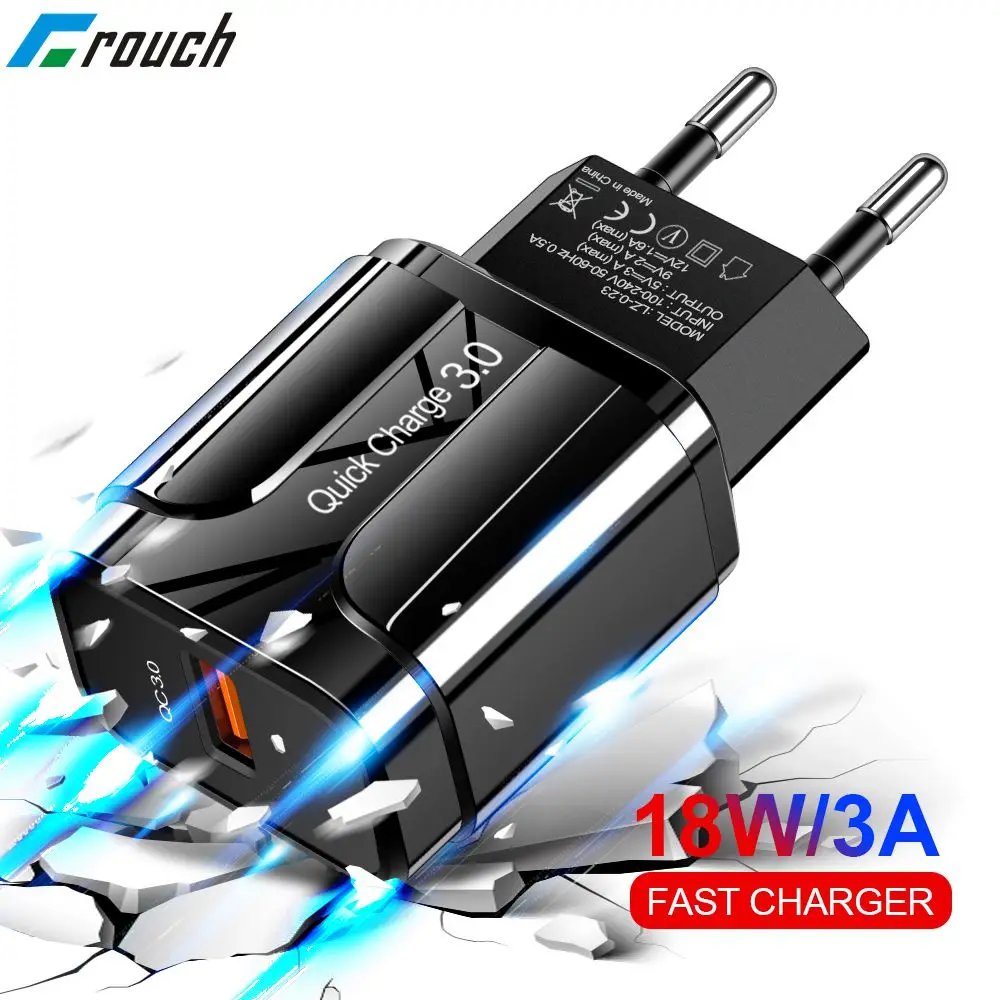

Crouch Quick Charge 3.0 QC3.0 Fast USB Charger for iPhone 7 8 Xiaomi Samsung S10 Huawei EU US Wall Travel Adapter Phone Charger