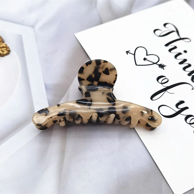 Korean Geometric Acetate Hair Claws Big Size Hair Crabs Clip 2021 Leopard Print Hair Clamps for Women Fashion Hair Accessories leopard beige