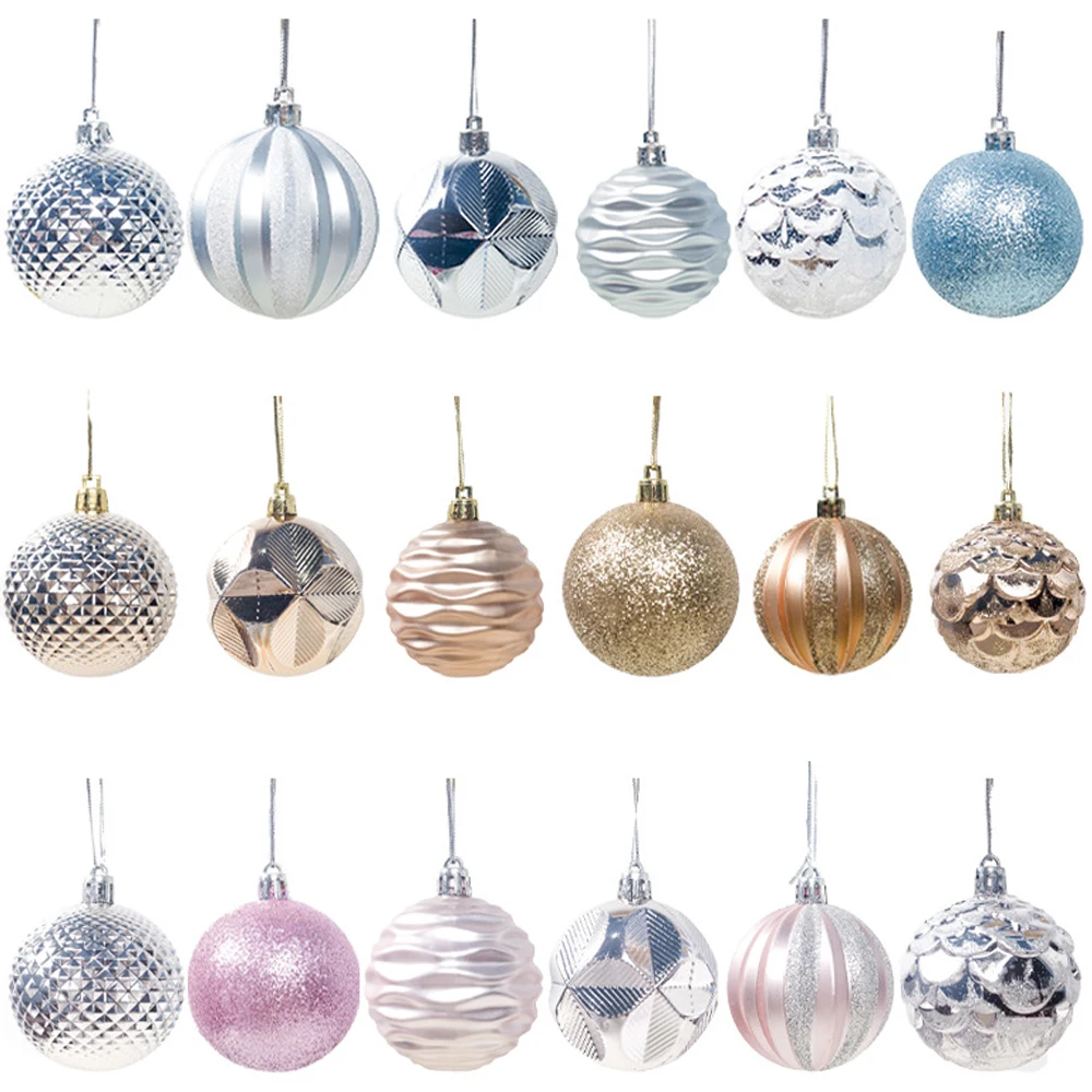 12Pcs Christmas Tree Decorations Balls Xmas Ornament Ball Glitter Hanging Ball Home Party Pendant Decor Prop Gifts Supplies