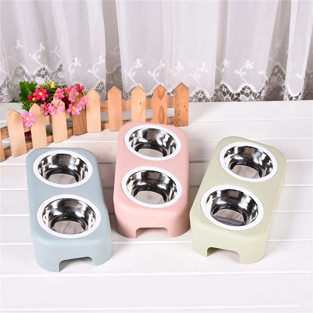 

1Pc Durable Double Stainless Steel Dog Cat Bowls with Non-spill & Non-skid Design For Pet Food and Water Feeder Cat Bowl 4