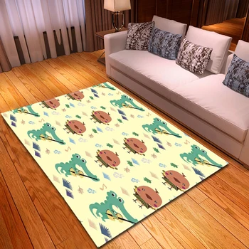 

Cartoon Style Crocodile Living Room Carpet Children Play Game Mat Corridor Carpet Soft Flannel Kids Bedroom Bedside Area Rug