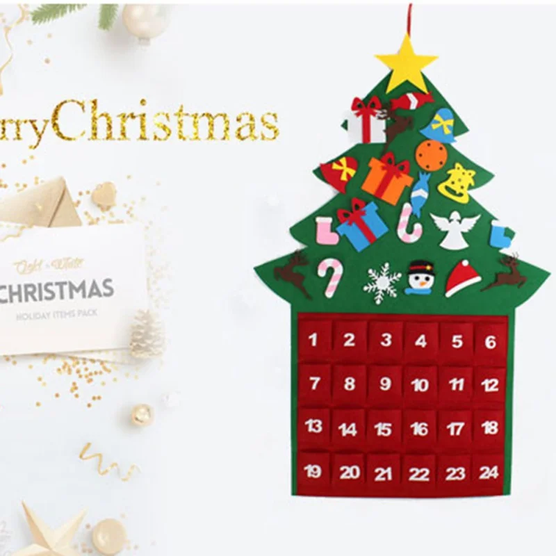 Рождество обратный отсчет календарь фетр настенное украшение для рождественской елки формы календари Рождество Семья детей ручной работы украшения кулон