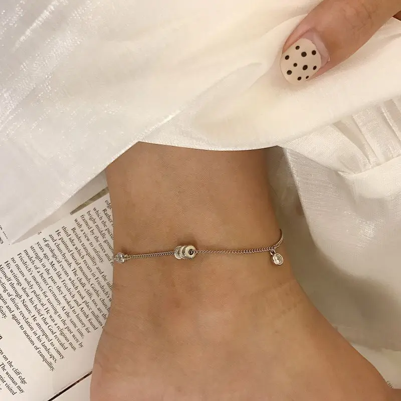 Silvology 925 Sterling Silver Three Round Bead Zircon Anklets Lucky Bead Design Elegant Anklets for Women New Foot Jewelry Girls Silvology 925 Sterling Silver Three Round Bead Zircon Anklets Lucky Bead Design Elegant Anklets for Women New Foot Jewelry Girls