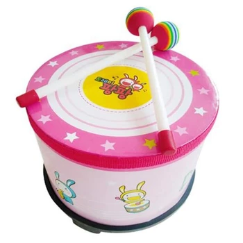 

Floor Drum Party Club Carnival Color Percussion Band with 2 Wooden Mallets Musical Drum Toys Gifts for Children,Pink