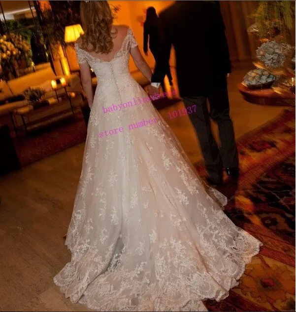Новые модные аппликации короткий рукав vestido de novia Casamento пикантное свадебное платье ТРАПЕЦИЕВИДНОЕ кружево платья для матери невесты