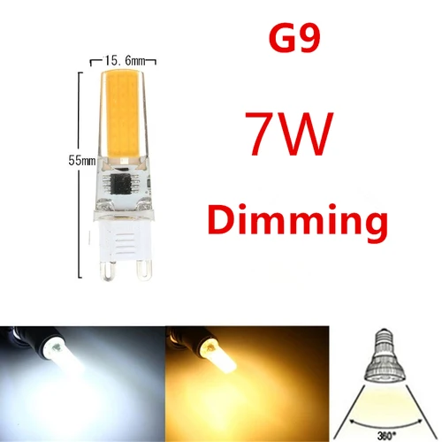 조광 가능한 AC 220V LED 램프, SMD2835 스포트라이트 샹들리에 조명 교체, 할로겐 램프, 3W, 5W, G9 전구, 20W, 30W, 10 개 3