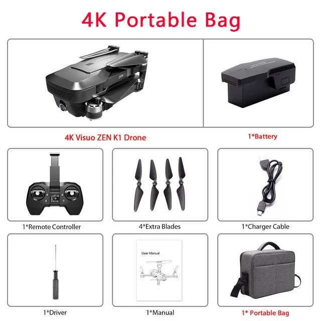 K1 4K gps Дрон бесщеточный двойная камера HD 50 раз зум 5G wifi FPV Квадрокоптер полёт Профессиональный Вертолет VS SG906 F11 B4W - Цвет: Portable Bag 4K