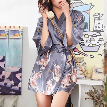 

Women Silk Satin Sexy Kimono Bathrobe Knee Length Bridesmaid Bath Robe Plus Size Dressing Gown for Wedding Sleepwear