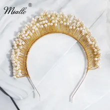 Miallo Новые ручной работы жемчуг свадебные диадемы и короны свадебные головные уборы для невесты подружки невесты волосы ювелирные изделия принцесса тиары