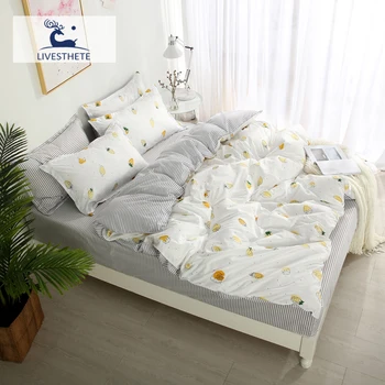 

Liv-Esthete Bedding Set Strawberry Duvet Cover Double Queen Bed Linen Set Bedspread Flat Sheet Decor Home Textiles Bedclothes