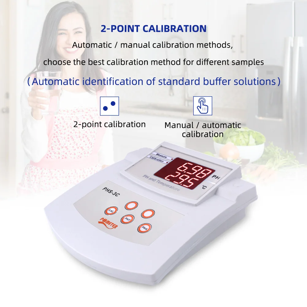PHS-3C Desktop Automatic Calibration Acidity Meter PH/Thermometer 2In1Digital PH