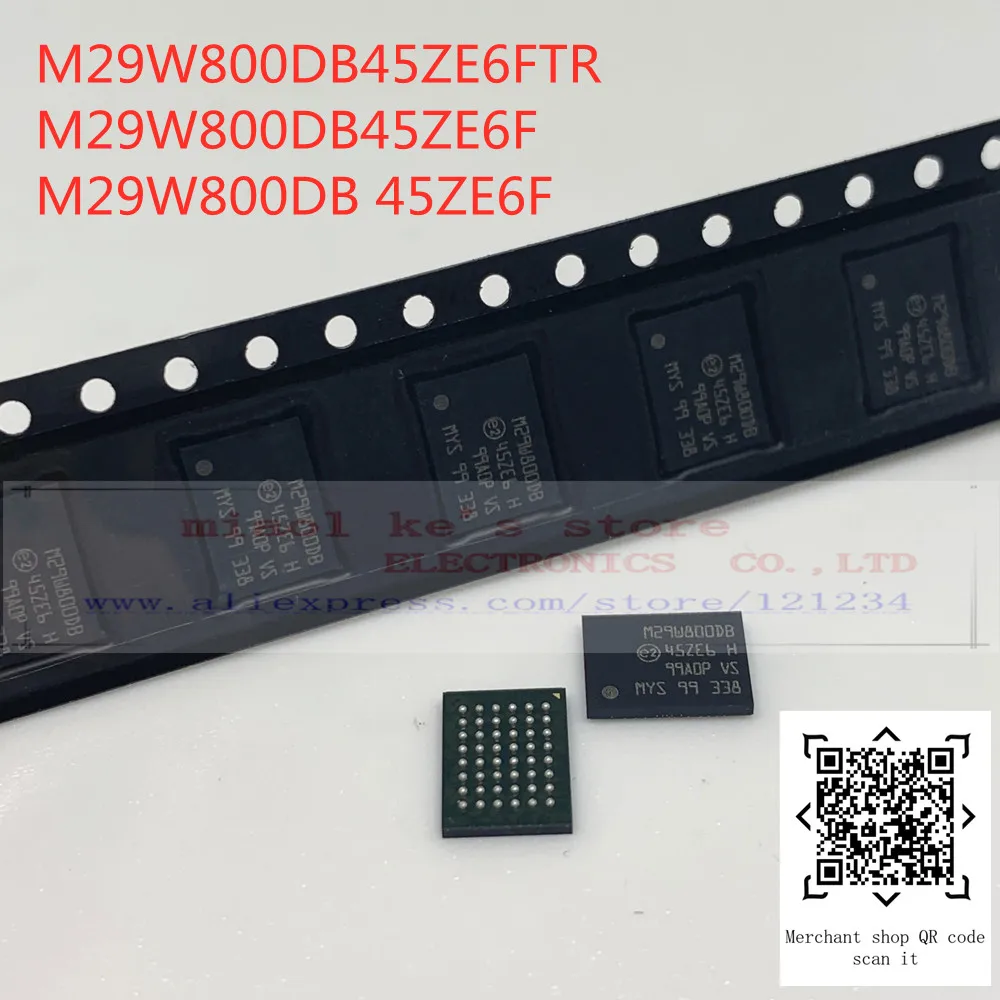 (1 шт.) M29W800DB45ZE6FTR M29W800DB45ZE6F M29W800DB 45ZE6F - IC FLASH 8Mb (1M x 8 512K 16) 2 7 V-3 6 V параллельный 48TFBGA(6x8) |