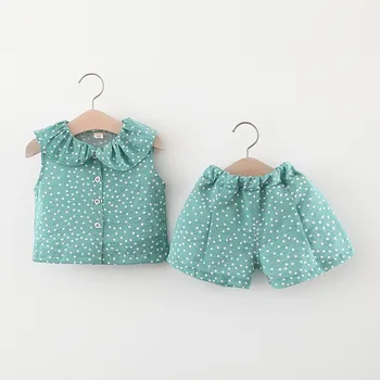 

Girls Leisure Sets Summer Infant Virgin Baby Dot Sleeveless Shirt Shorts
