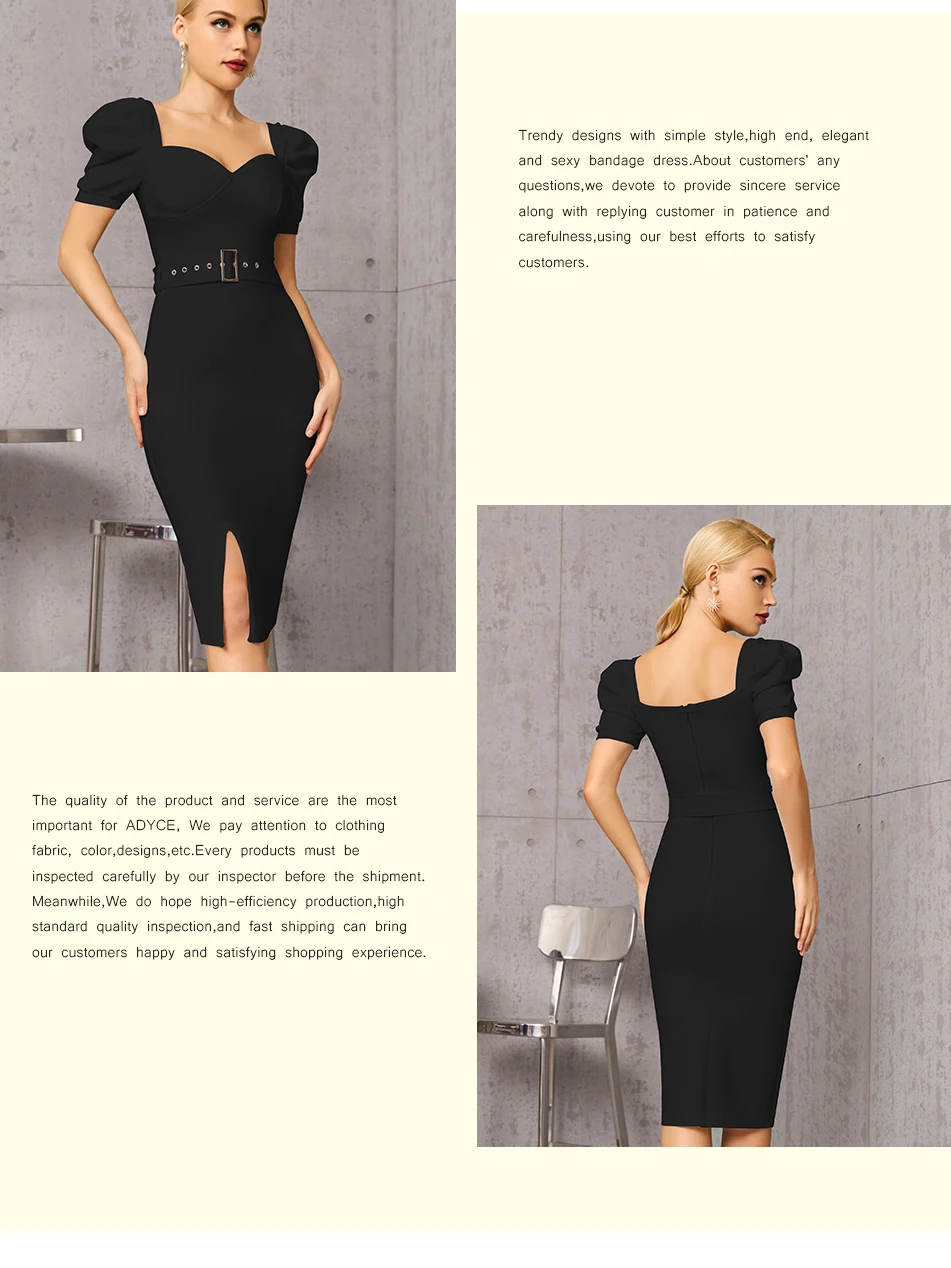 Adyce Black Short Puff Sleeve Club Bandage Dress For Women Sexy 2021 New Summer V Neck Belt Celebrity Runway Party Outfit Dress Adyce Black Short Puff Sleeve Club Bandage Dress For Women Sexy 2021 New Summer V Neck Belt Celebrity Runway Party Outfit Dress