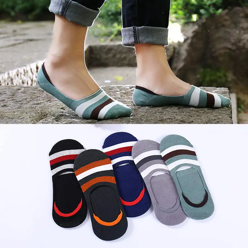 

5 Pairs/lot Men Cotton Low Cut Socks Men's Loafer Boat Non-Slip Invisible Liner Low Cut Socks Summer Breathable Short Socks