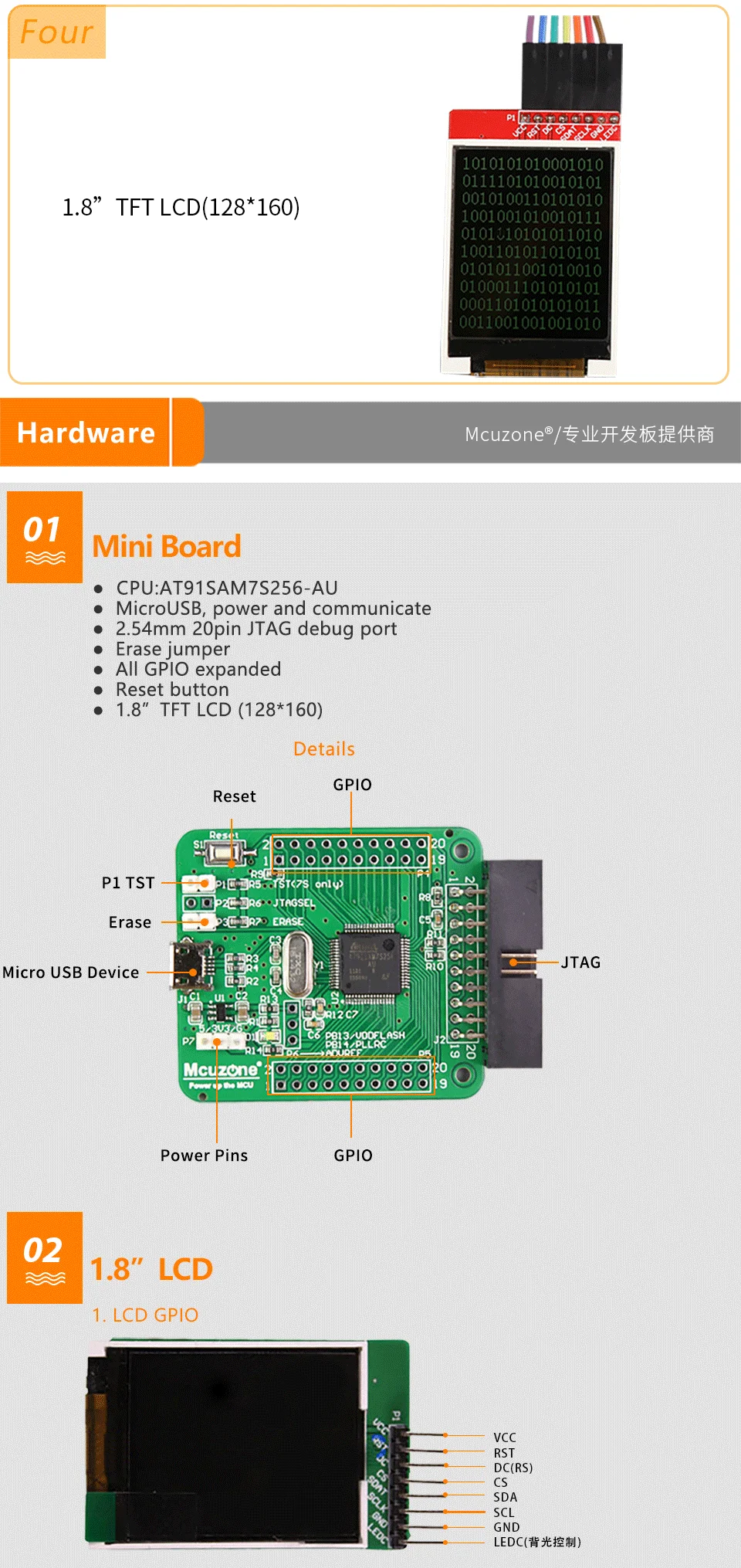 AT91SAM7S256 мини плата 1,8 TFT lcd 120*160(ARM7 development Kit) SAM7S256 7S256