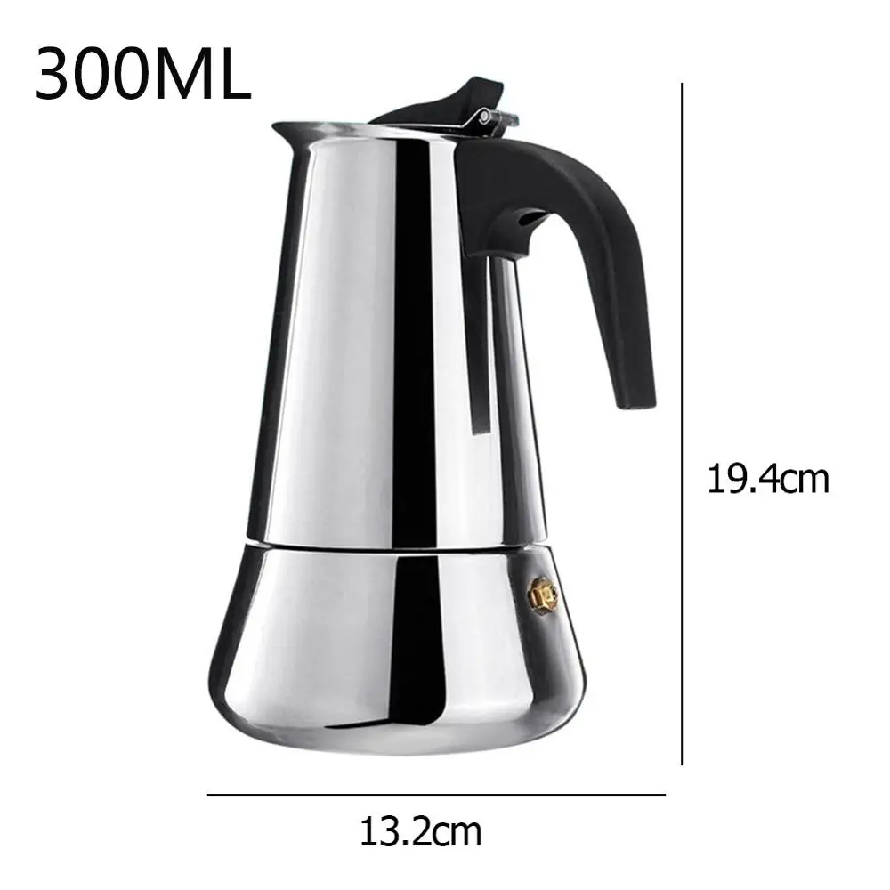 A 300ML Кофе разработчиков в итальянском стиле топ Moka эспрессо Cafeteira Кофеварка 100/200/200/450 мл Плита Кофе горшок - Цвет: A 300ML