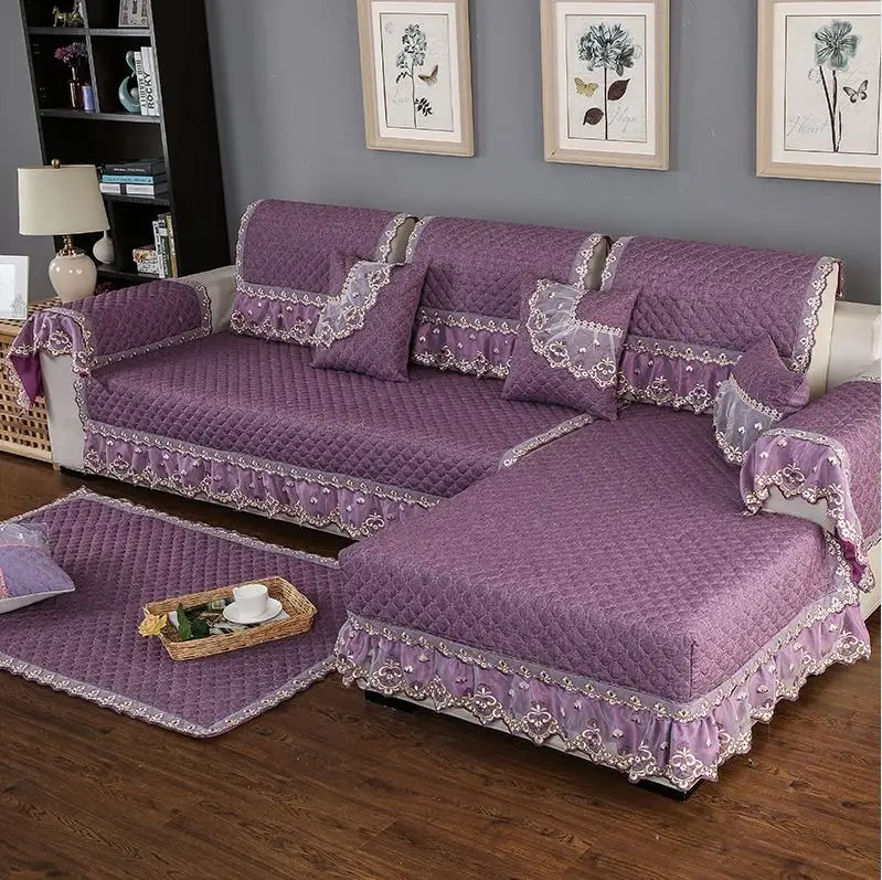 02 Solid sofa covers for living room sectional couch slipcovers lace decor cotton linen corner sofa bed cover furniture protector - Цвет: 02
