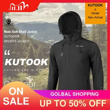 

KUTOOK Soft Shell Outdoor Jacket Winter Thermal Coat Windproof Waterproof Hiking Climbing Cycling Casual Men Windbreaker Warm