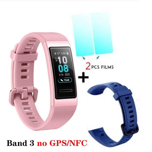 Huawei Band 3 Pro Band 3 0,95 дюймов Поддержка gps NFC трекер плавание Водонепроницаемый Bluetooth фитнес-трекер сенсорный экран - Цвет: 3pink n blue n film