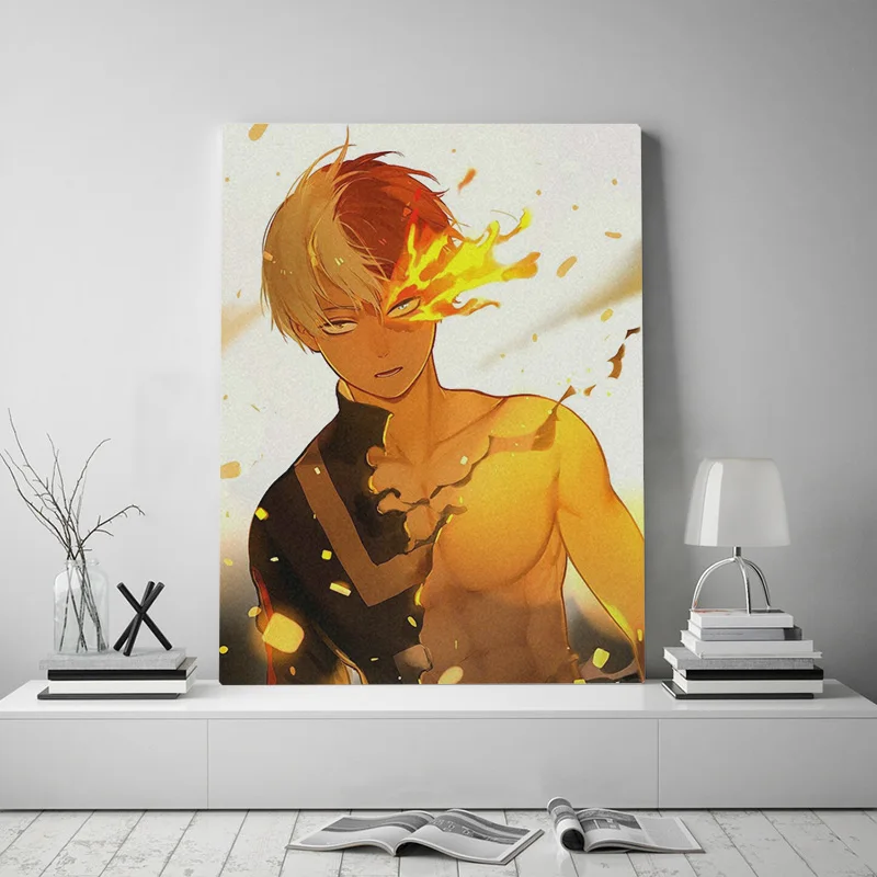 Shoto Todoroki My Hero Academia BNHA Framed Wooden Frame Canvas poster Painting wall Art decor room Study Home Decoration Prints | Дом и сад