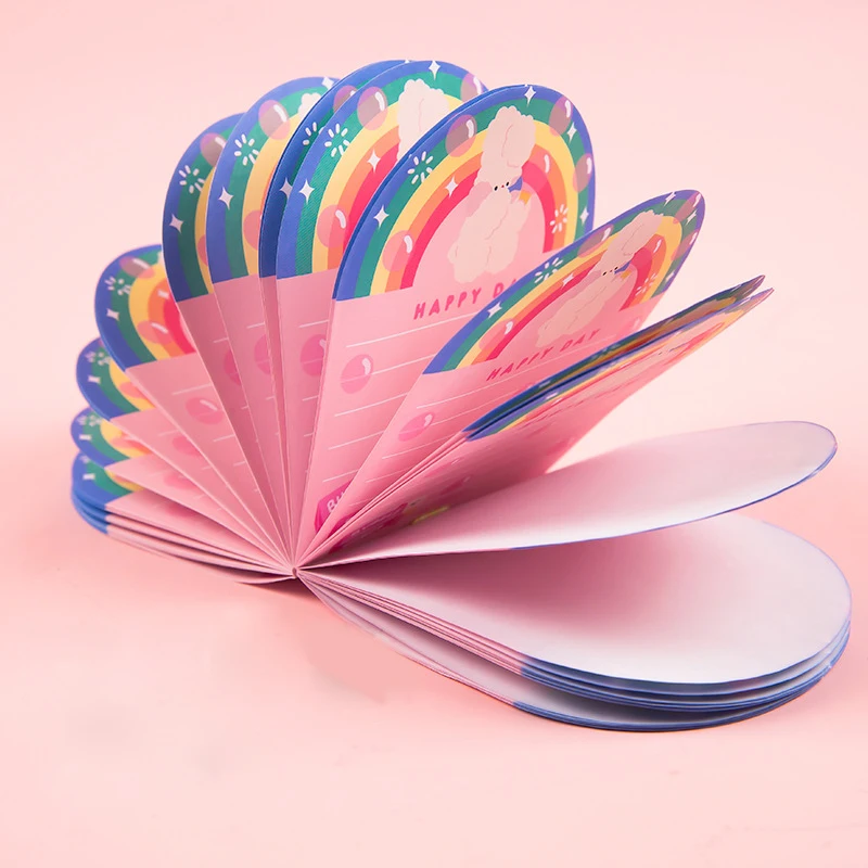 1Bag/50 Sheets Rainbow Post It Notes. Cartoon Lovely Note Book Message Book Note Paper Memo. Office And Learning Supplies