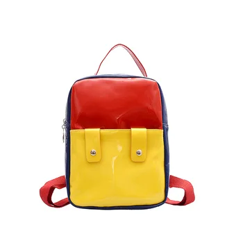 

Ougger Cute Backpack New Arrival Fashion Panelled Patent Leather Bucket Student Backpacks Women's Weekend Travel Bag Handbags