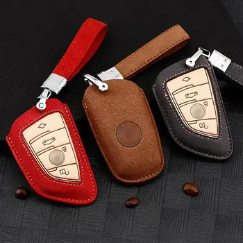

For BMW Smart Key Fob Case Key Holder Key Cover Suede Leather Keychain Key Bag