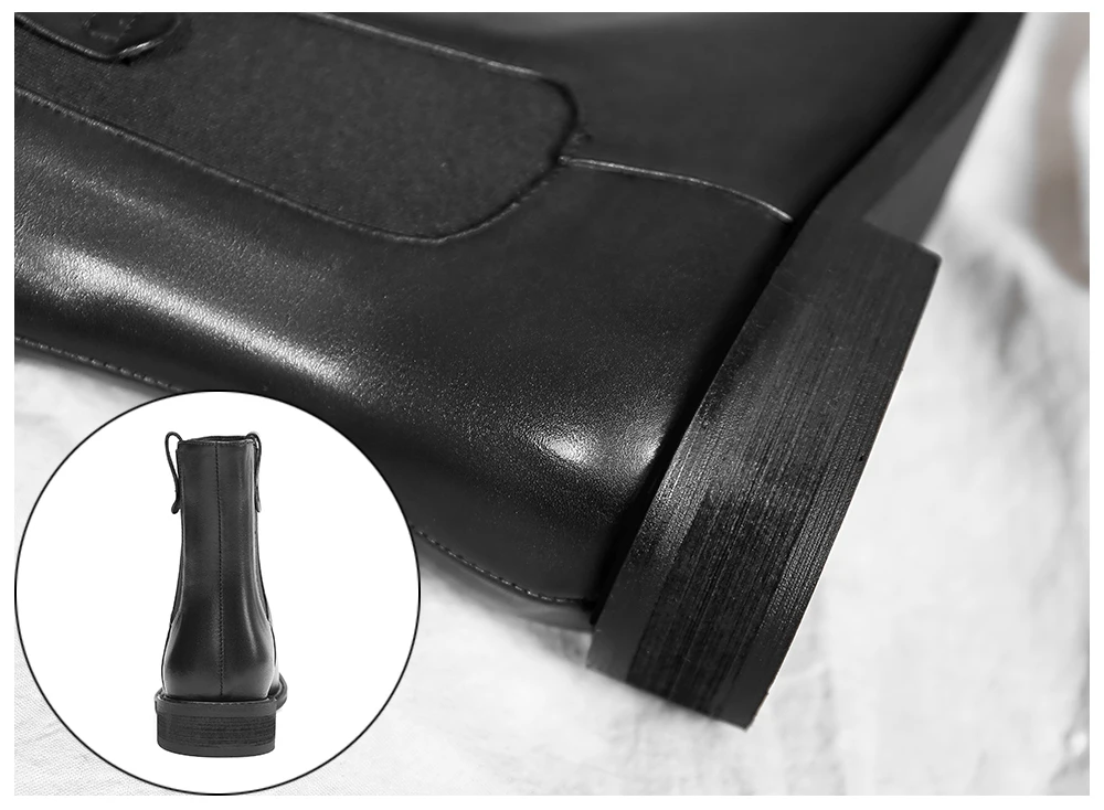 SOPHITINA Solid Women's Boots High Quality Genuine Leather Square Heel Comfortable Round Toe Shoes Special New Ankle Boots PO247