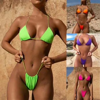 

#Z45 Swimwear Women Neon Bandeau Bandage Bikini Push Up Brazilian Beachwear Swimsuit bikinis 2020 mujer maillot de bain femme