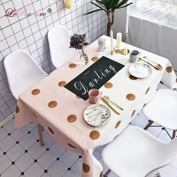 

LeRadore Dot Print Decorative Tablecloth Linen Table Cloth Ding Table Cover for Living Room Kitchen Tissu de Table 140cm*200cm