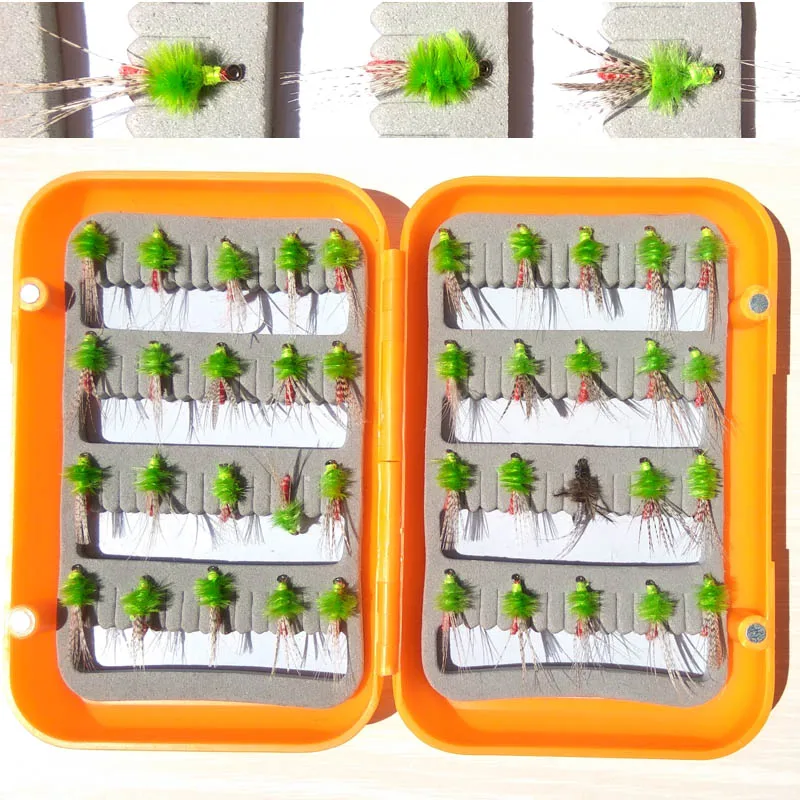 40pcs lure and 1box 40 шт. приманка+ 1 шт. fly коробка для рыболовных приманок новая Fly fising приманка муха рыболовные снасти супер хорошее качество - Цвет: 40pcs lure and 1box