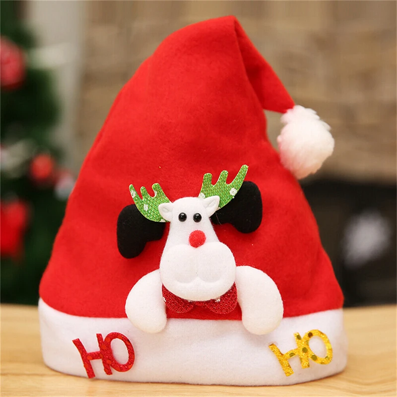 Рождественская шапка, детский Санта-Клаус, олень снеговик, милая шапочка, аксессуар, вечерние Детские платья Санта-Клауса, снеговика, нарядный костюм красного цвета - Цвет: Elk