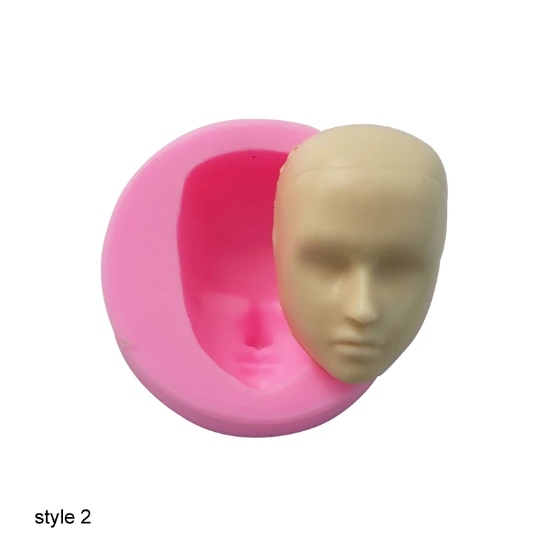 style 2 Силиконовая форма 3D детские инструменты для приготовления пищи, поделки для мальчиков, полимерная глина, полимерные формы для девочек, голова помадки, инструмент для украшения торта, 1 шт - Цвет: style 2