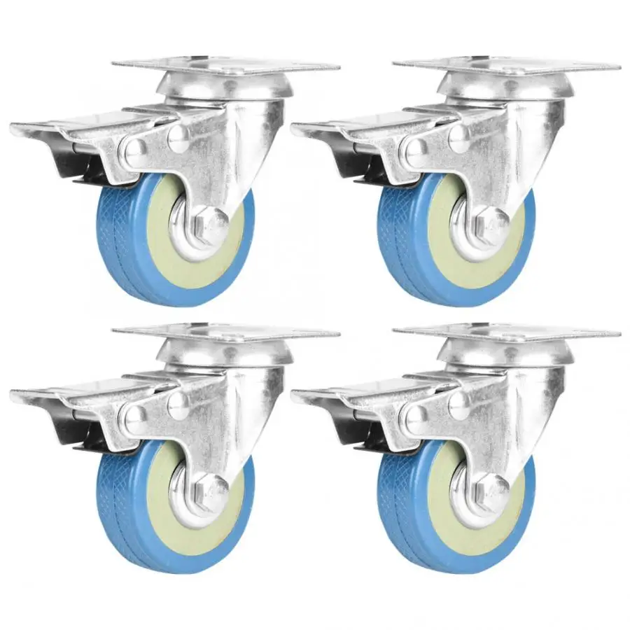 

PVC Caster Wheels 4pcs PVC Swivel Caster Wheels Light Type 2 Inches Double Brake Trolley Wheels