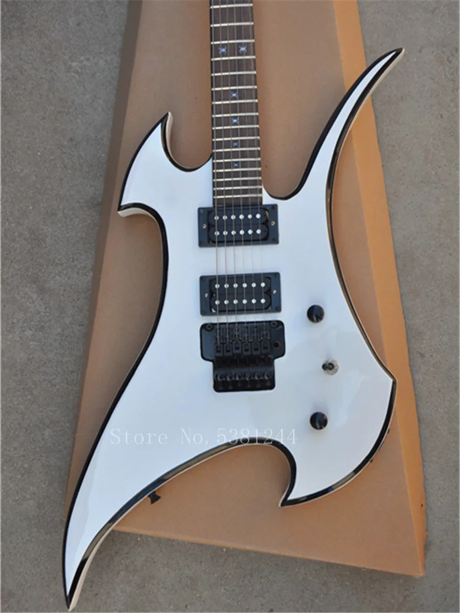 Transporte gratuito, guitarra Electrica de 6 cuerdas, cuerpo blanco, Accesorios Negros, personalizable