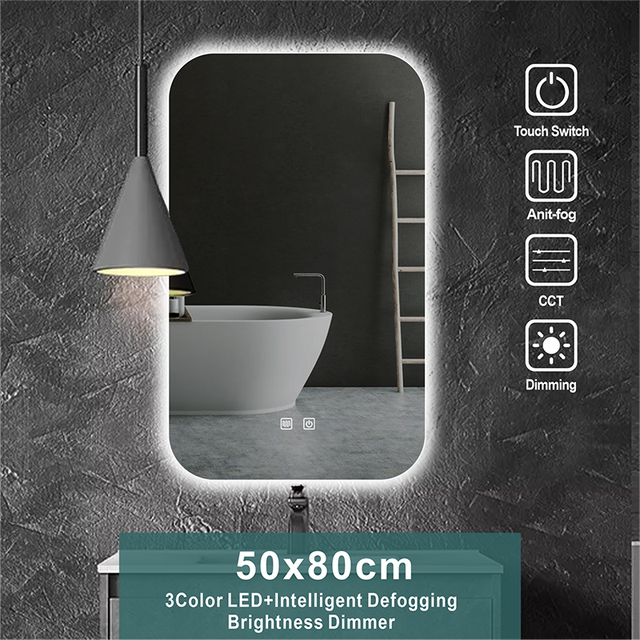 Bathroom Mirror With light Anti-Fog Brightness Dimmer Three Color LED Bath Vanity Full Body Makeup Mirror
