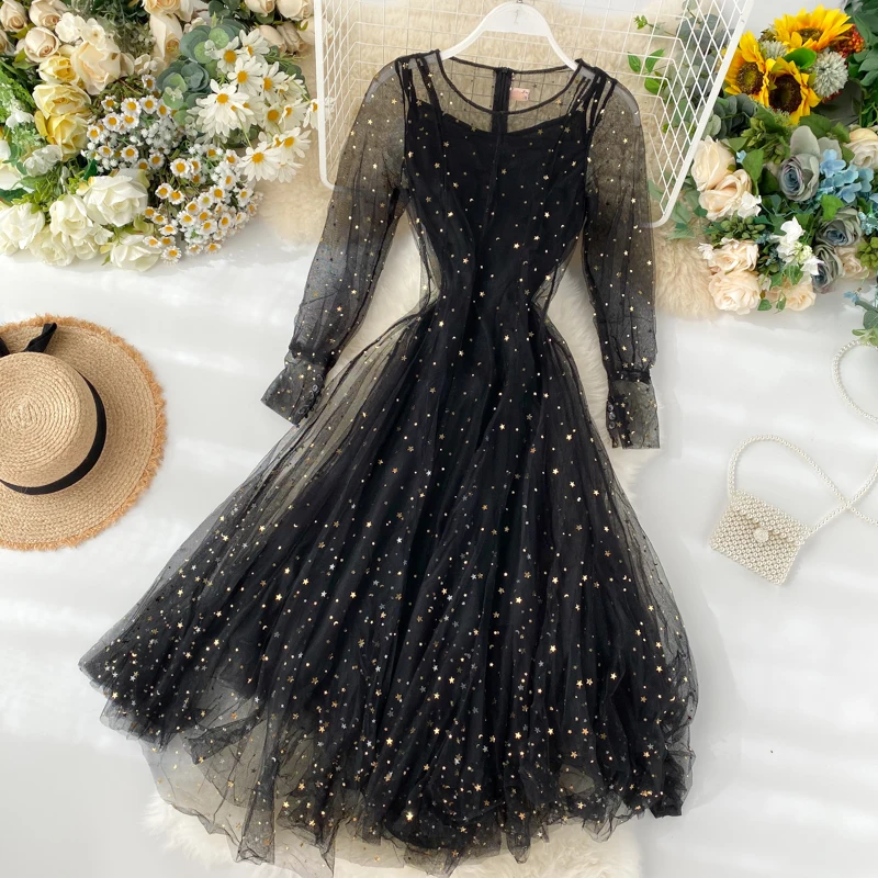 black glitter dress long