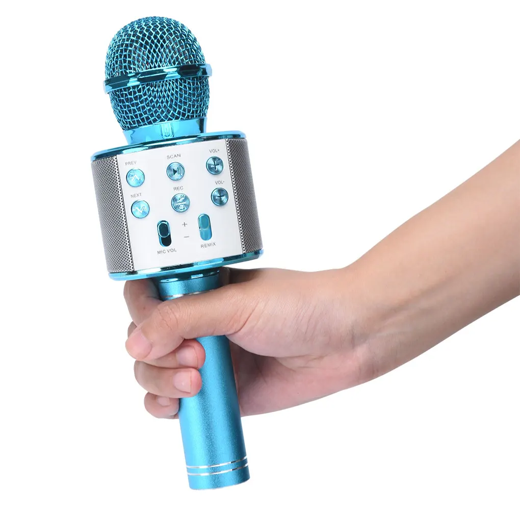 WS858 Portable Bluetooth Karaoke dj Microphone Wireless Professional  Speaker Home KTV Handheld Microphone mikrofon