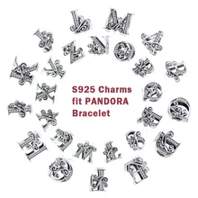 MYBEBOA 925 пробы серебряные буквы алфавит от A до Z бусины Подвески украшения аксессуары подходят Pandora Браслеты