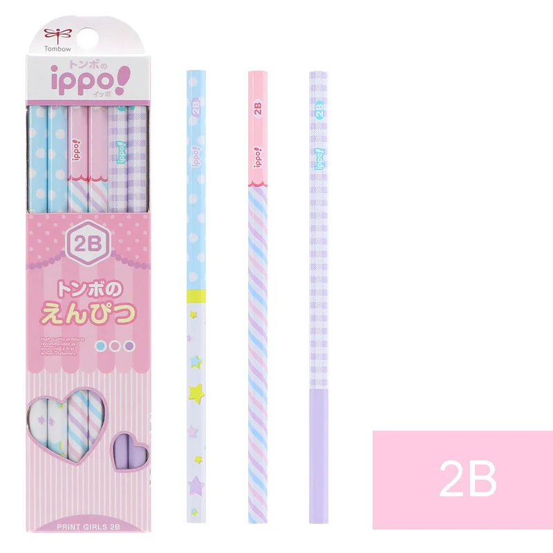Lovely Pink 2B Tombow IPPO Студенческие карандаши HB 2B простой карандаш Kawaii деревянные детские карандаши японские школьные канцелярские принадлежности - Цвет: Lovely Pink 2B