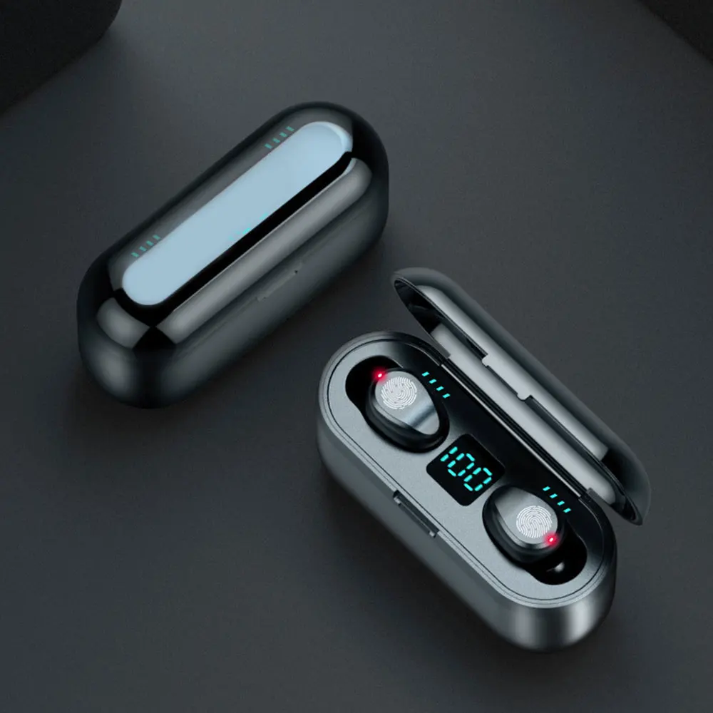 New F9 Wireless Headphones Bluetooth 5 0 Earphone TWS HIFI Mini In ear Sports Running Headset Support iOS Android Phones HD Call
