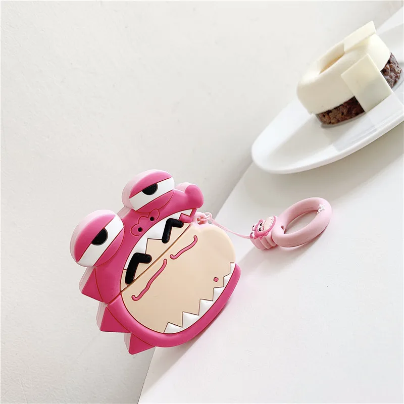 3D милый мультфильм розовый динозавр Shin Chan наушники чехол для AirPods 1 2 Bluetooth гарнитура зарядная Коробка Чехол с кольцом на палец