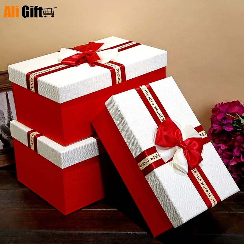 Tiga Ukuran Besar Hadir Hadiah Kualitas Tinggi Karton Kotak Hadiah Pernikahan Merah Kotak Pakaian Wig Kemasan Kotak Tutup Box With Lid Box Weddingbox Underwear Aliexpress